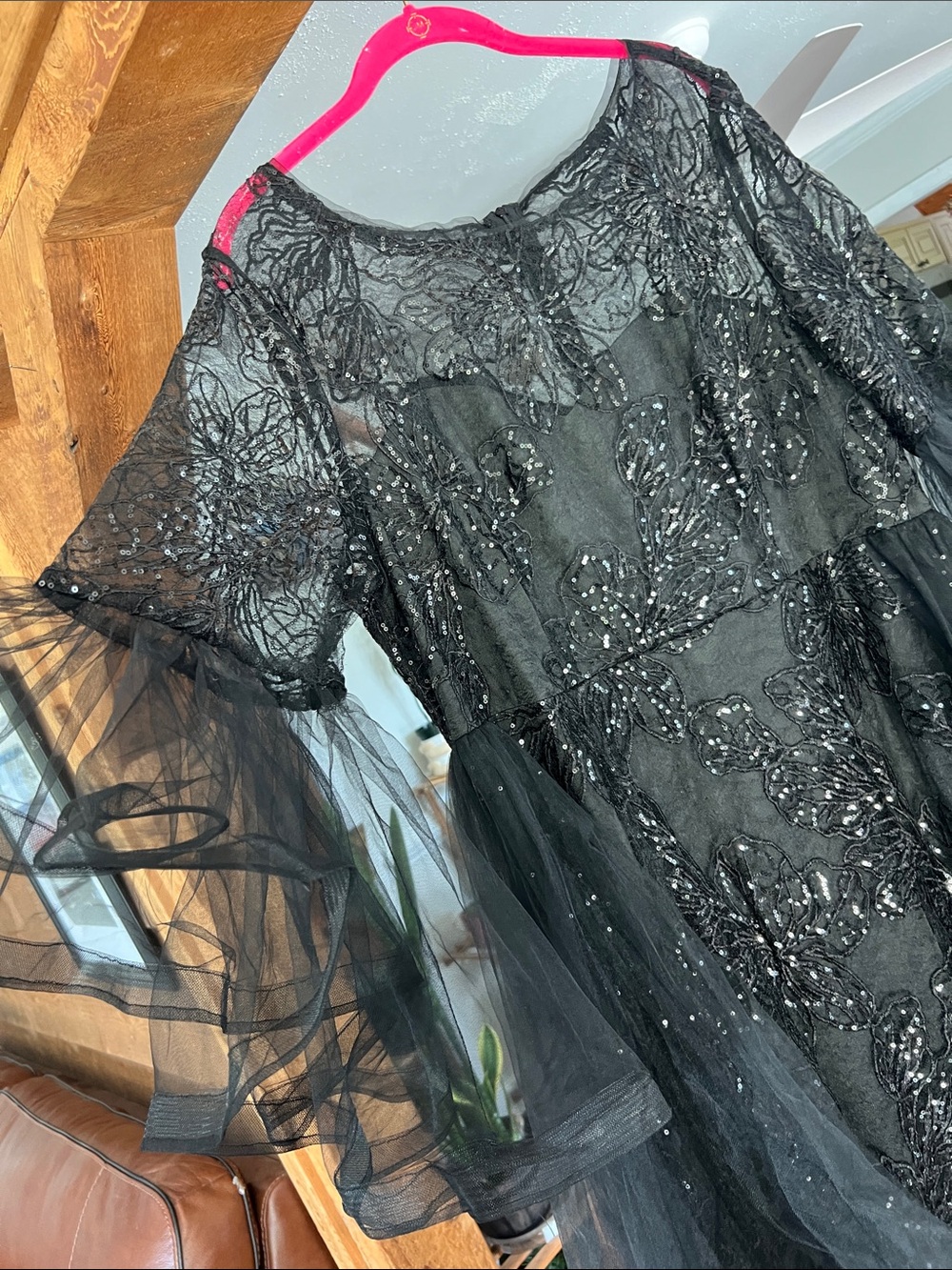 SHEIN Belle Plus Layered Sleeve Embroidery Mesh Dress - Picture 11 of 13